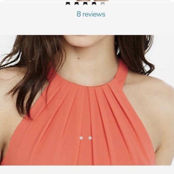 Express Fit and Flare Red/Orange Halter Dress Keyhole - Picture 3 of 12